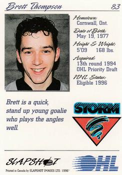 1995-96 Slapshot OHL #83 Brett Thompson Back
