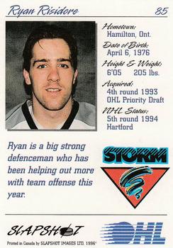1995-96 Slapshot OHL #85 Ryan Risidore Back