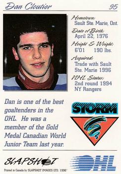 1995-96 Slapshot OHL #95 Dan Cloutier Back