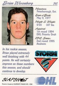 1995-96 Slapshot OHL #96 Brian Wesenberg Back