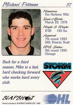 1995-96 Slapshot OHL #97 Michael Pittman Back