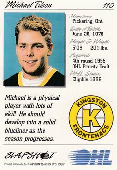 1995-96 Slapshot OHL #110 Mike Tilson Back