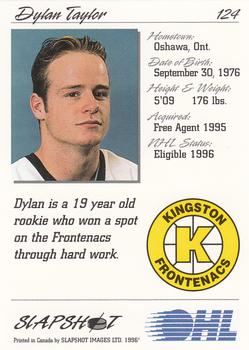 1995-96 Slapshot OHL #124 Dylan Taylor Back