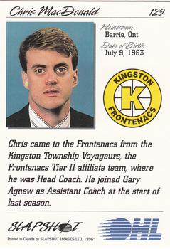 1995-96 Slapshot OHL #129 Chris MacDonald Back