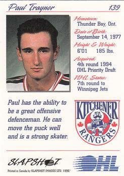1995-96 Slapshot OHL #139 Paul Traynor Back