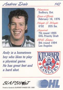 1995-96 Slapshot OHL #142 Andrew Dale Back