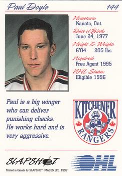 1995-96 Slapshot OHL #144 Paul Doyle Back