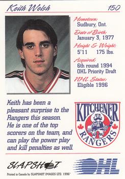 1995-96 Slapshot OHL #150 Keith Welsh Back