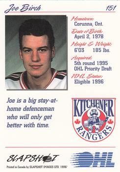 1995-96 Slapshot OHL #151 Joe Birch Back