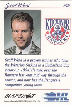 1995-96 Slapshot OHL #155 Geoff Ward Back