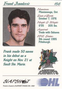 1995-96 Slapshot OHL #156 Frank Ivankovic Back