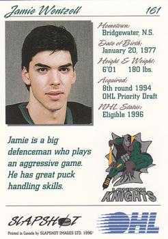 1995-96 Slapshot OHL #161 Jamie Wentzell Back