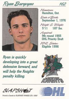 1995-96 Slapshot OHL #162 Ryan Burgoyne Back