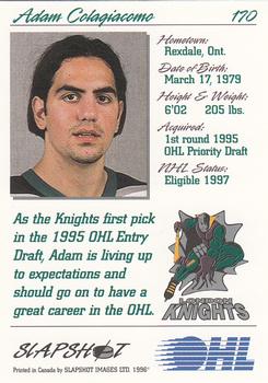1995-96 Slapshot OHL #170 Adam Colagiacomo Back