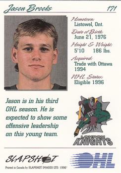 1995-96 Slapshot OHL #171 Jason Brooks Back