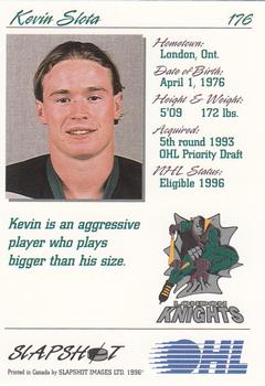 1995-96 Slapshot OHL #176 Kevin Slota Back