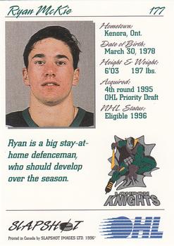 1995-96 Slapshot OHL #177 Ryan McKie Back
