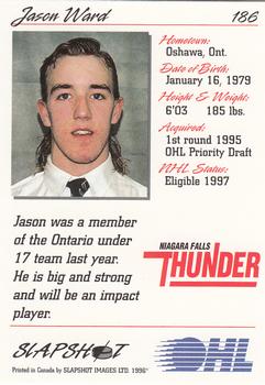 1995-96 Slapshot OHL #186 Jason Ward Back