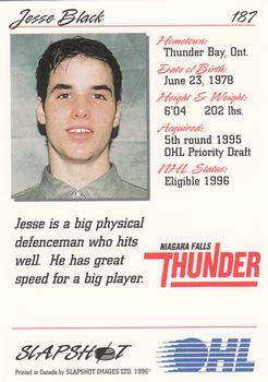 1995-96 Slapshot OHL #187 Jesse Black Back