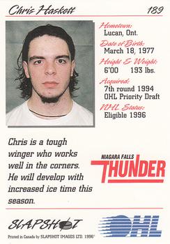1995-96 Slapshot OHL #189 Chris Haskett Back