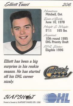 1995-96 Slapshot OHL #206 Elliott Faust Back