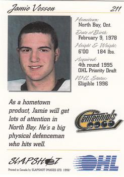 1995-96 Slapshot OHL #211 Jamie Vossen Back