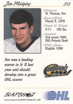 1995-96 Slapshot OHL #213 Jim Midgley Back