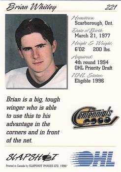 1995-96 Slapshot OHL #221 Brian Whitley Back