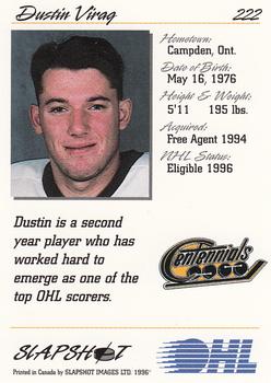 1995-96 Slapshot OHL #222 Dustin Virag Back