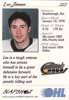 1995-96 Slapshot OHL #223 Lee Jinman Back
