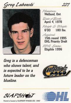 1995-96 Slapshot OHL #227 Greg Labenski Back