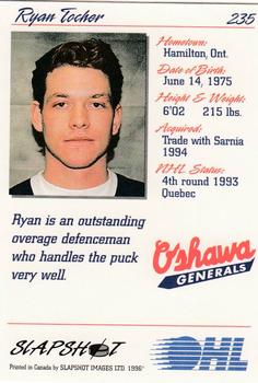 1995-96 Slapshot OHL #235 Ryan Tocher Back