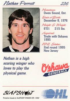1995-96 Slapshot OHL #236 Nathan Perrott Back