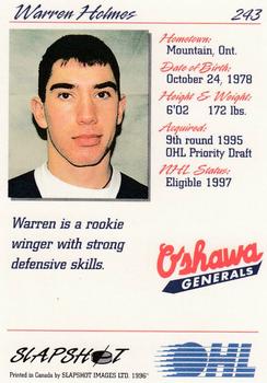 1995-96 Slapshot OHL #243 Warren Holmes Back