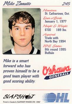 1995-96 Slapshot OHL #245 Mike Zanutto Back