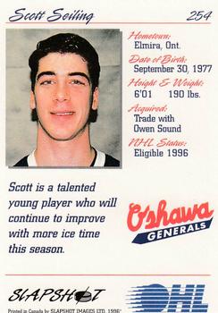 1995-96 Slapshot OHL #254 Scott Seiling Back