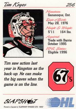 1995-96 Slapshot OHL #256 Tim Keyes Back