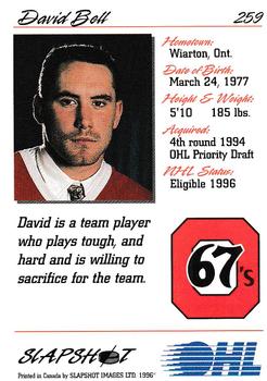 1995-96 Slapshot OHL #259 David Bell Back