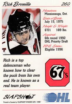 1995-96 Slapshot OHL #260 Rich Bronilla Back
