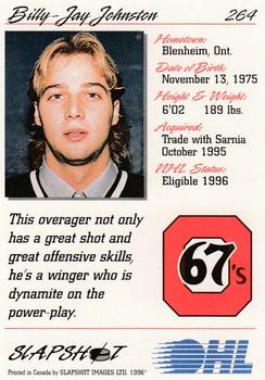 1995-96 Slapshot OHL #264 Billy Jay Johnston Back