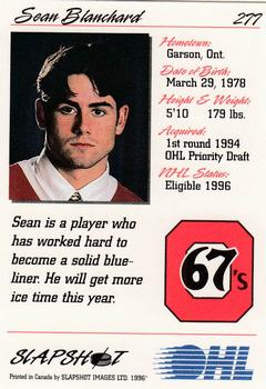 1995-96 Slapshot OHL #277 Sean Blanchard Back