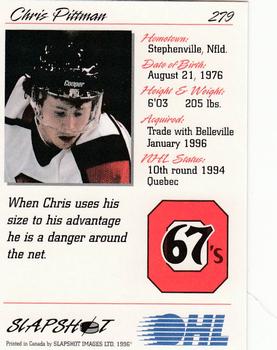 1995-96 Slapshot OHL #279 Chris Pittman Back