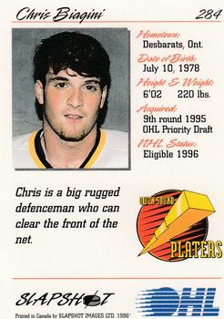 1995-96 Slapshot OHL #284 Chris Biagini Back