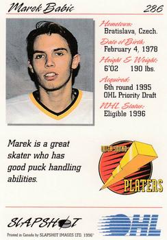 1995-96 Slapshot OHL #286 Marek Babic Back