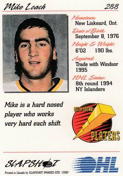 1995-96 Slapshot OHL #288 Mike Loach Back