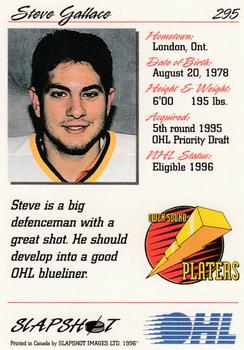 1995-96 Slapshot OHL #295 Steve Gallace Back