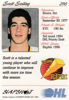 1995-96 Slapshot OHL #296 Scott Seiling Back