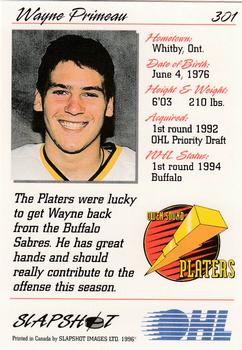 1995-96 Slapshot OHL #301 Wayne Primeau Back