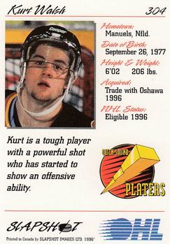 1995-96 Slapshot OHL #304 Kurt Walsh Back