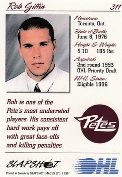 1995-96 Slapshot OHL #311 Rob Giffin Back
